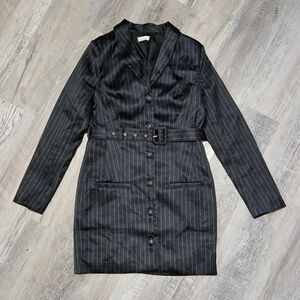 Tea & Cup Fancy Blazer Evening Coat Jacket Women's Size Small Black Striped
